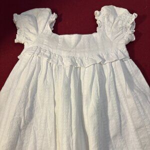 Janie and Jack Baby White Puff Sleeve Dress Lined Size 6-12 Months